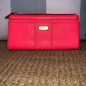 Fossil Coral Leather large wallet nice